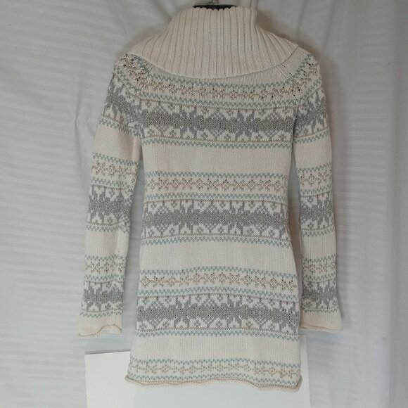 Gap Kids Size XXL 14-16 Exrta Long Knit Sweater Y2K White Silver Blue Winter - Picture 14 of 16